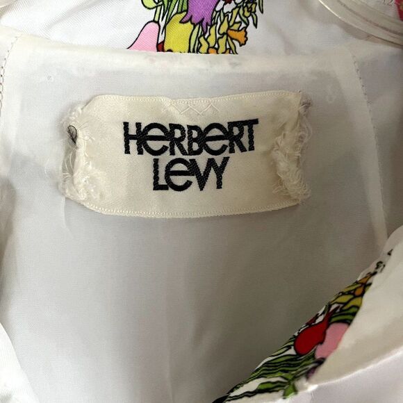 Vintage Herbert Levy Floral Print Button Down House Coat Dress XL - Picture 7 of 14